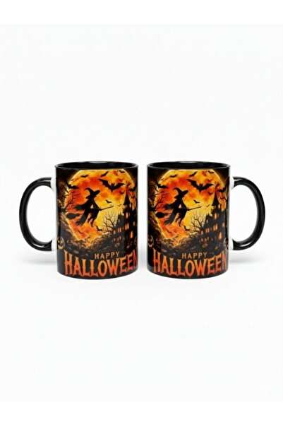 Viyalente Set of 2 300 ml Witch Halloween Concept Porcelain Mugs, Dishwasher ...
