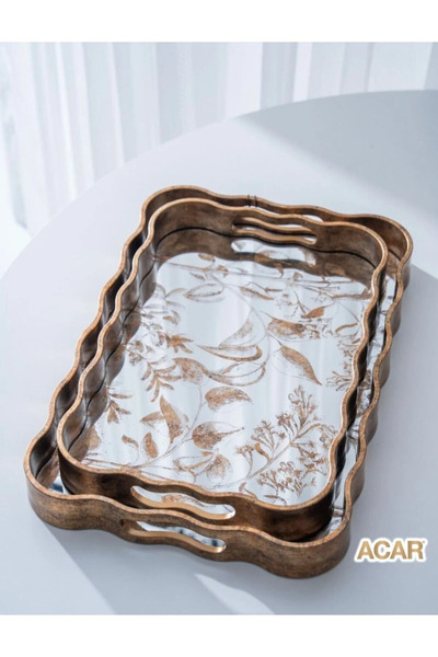 ACAR Cyel Poliüretan Lüx 2 Li Aynalı Tepsi 45 Cm X 39 Cm