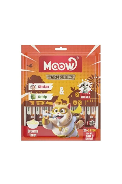 MOOW طعام مكافأة للقطط البالغة بنكهة الدجاج والنعناع وحليب الماعز 1 قطعة 30×1...