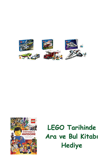 Bloomsbury مجموعة مركبات ليغو 204 (60415 + 60454 + 60430) + هدية كتاب ليغو أر...