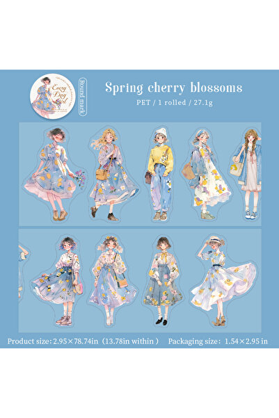 Choice ملصقات ربيعية للبنات، لفة واحدة، ملابس تناسب جميع الفصول، شريط لاصق مز...