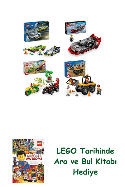 Bloomsbury مجموعة مركبات ليغو 454 (60415 + 76921 + 11198 + 60450) + هدية كتاب...