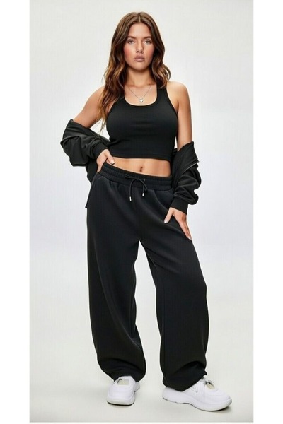 huhu Oversized Three Thread Inside Sha Fleece-Lined Epli Women's Sweatpants w...