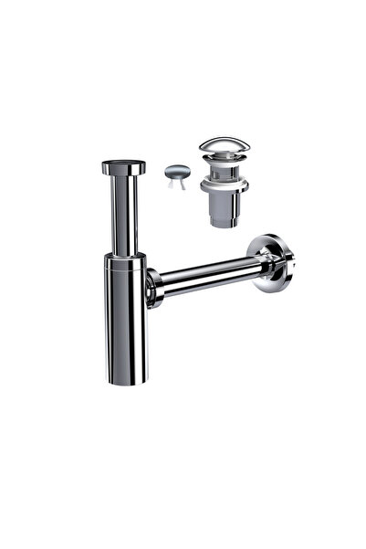 SUERA Moon Ayarlanabilir Lavabo Sifonu + Elixir Pop-Up Set (Krom - Taşma Deli...