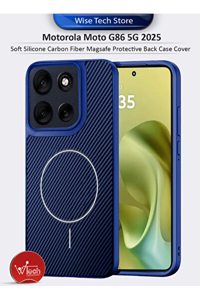 Wtech Motorola Moto G86 5G 2025 Soft Silicone Carbon Fiber Magsafe Protective...