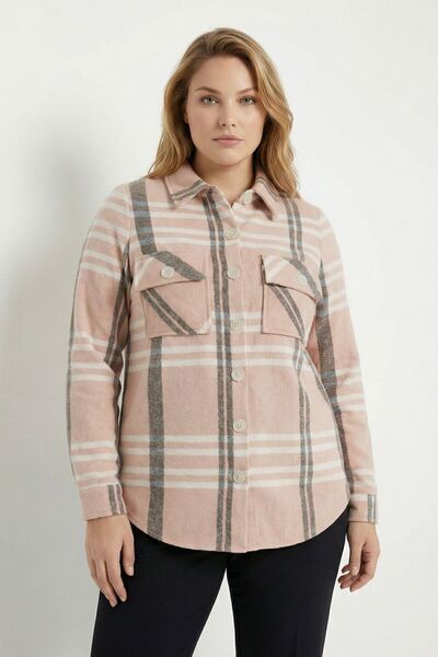 Stil Diva Сорочка великого розміру з ґудзиками та кишенями, кавового кольору,...