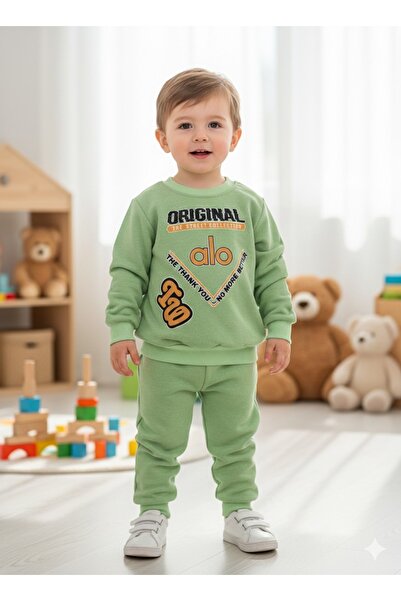 Pandaa pijama Children's Printed Green Tracksuit Set