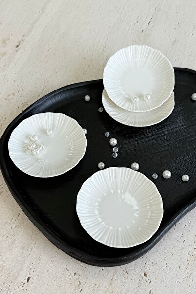 porselenden Aura Cream 4-Piece 12 cm Cream Porcelain Jam Bowl / Turkish Delig...