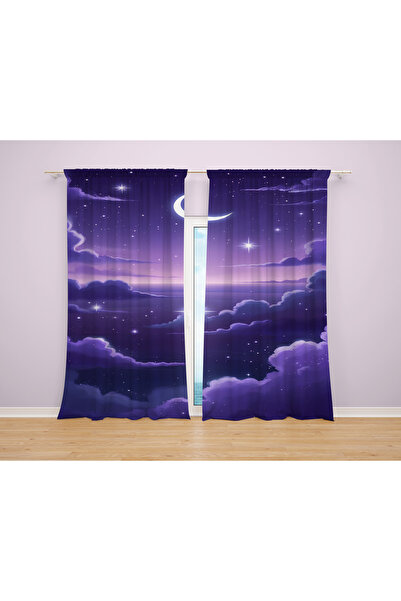 Home Cortina de fundal 3D digitală cu model de stele de cer, cu cu imprimeu 2...