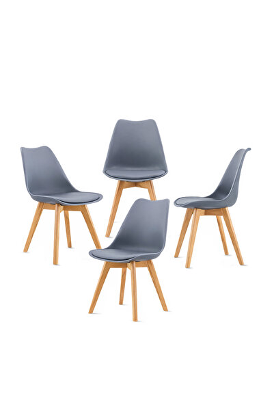 Kiwari Set of 4 Riv Dining/Living Chairs, PP Seat with PU Cushion, Wood Legs,...
