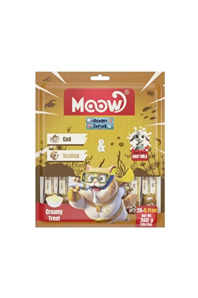 MOOW طعام سائل للقطط البالغة بنكهة سمك القد وحلزون البحر وحليب الماعز، قطعة و...