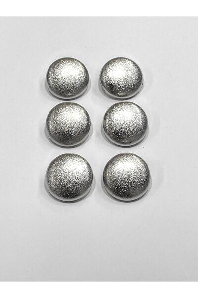 karantuhafiye Frosted Metal Coat Trench Coat Button / 2.5 cm / Set of 6 / Silver
