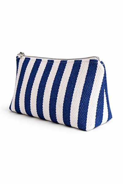 Tikatti Canvas Striped Makeup Bag with Braided Detail