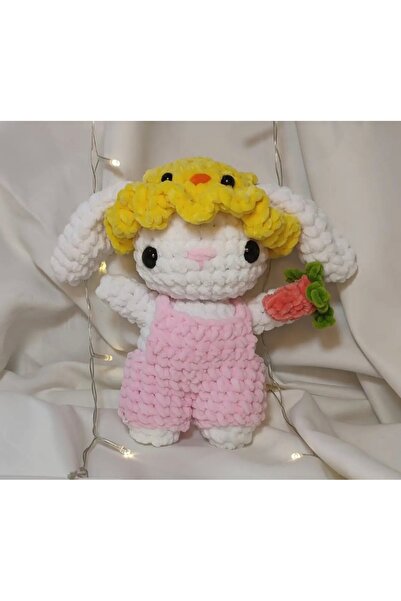 zeanqua El Yapımı Tek Parça Tığ İşi Peluş: Civciv Şapkalı Tavşan Amigurumi