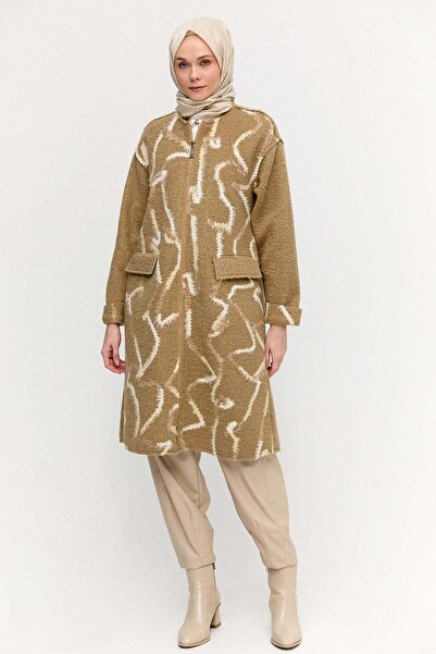 Setrms Desenli Fermuarlı Dokulu Kaban