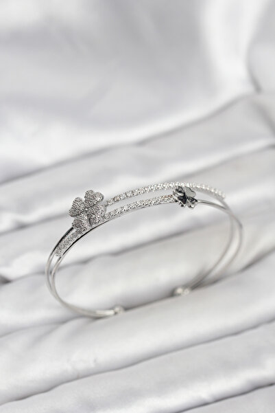 blackpure Dadya Brass Silver Color Clover Model Women's Bracelet 1216165