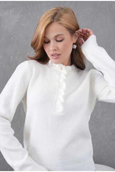 fuşyha butik Buttoned Half Placket Crew Neck Anti-Pilling Knit Sweater