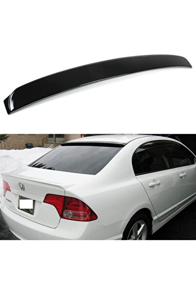 Harphour Honda Civic FD6 (2006-2011) Uyumlu Cam Üstü Düz Spoiler Pianoblack İ...