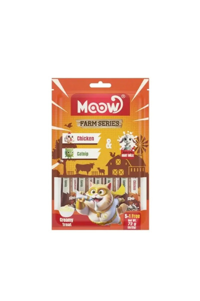 MOOW طعام مكافأة للقطط البالغة بنكهة الدجاج والنعناع وحليب الماعز، قطعة واحدة...