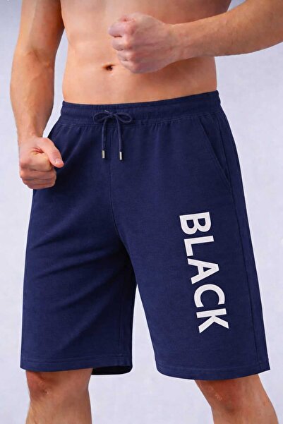 TREND ALİSSE Men's Dark Blue Bermuda Sports Shorts - with Pockets Black B Pri...