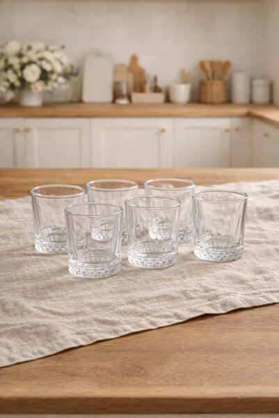 Evila Kahve Yanı Su Bardağı Cam Mini Su Bardağı 6,5 Cm Şeffaf Şık Tasarım