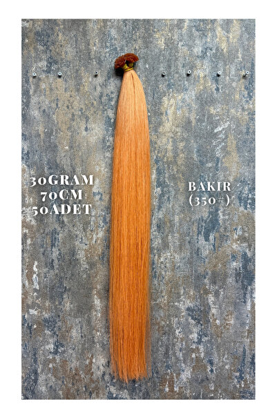 HalitCan HairKing 70 CM Bakır Renk(350#) %100 Gerçek Özbek Saçı – 50 Adet 0.6...