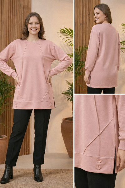 Birol Triko Women's Powder Green Buttoned Tunic