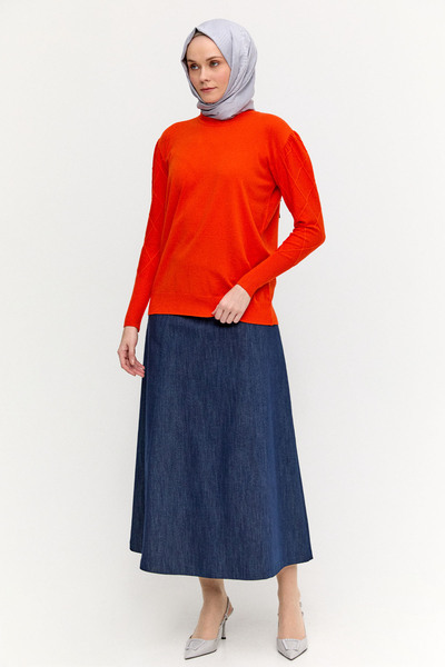 Setrms Baklava Desenli Ribanalı Triko Bluz