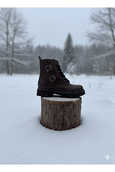 iskarpino Women's Brown Zippered and Laced Non-Slip Sole Boots&Bootie