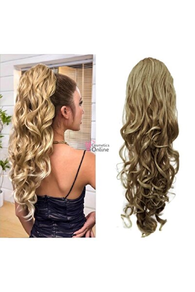 amelie Wavy Mesa ponytail hair extension with elastic 60 cm Satin Medium Ash ...