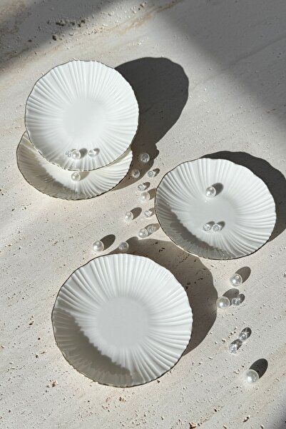 porselenden Aura Silver 4-Piece 12 cm Cream Porcelain Jam Bowl / Turkish Deli...