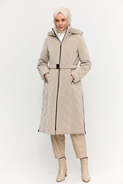 Setrms Kapüşonlu Kemerli Kapitone Kaban