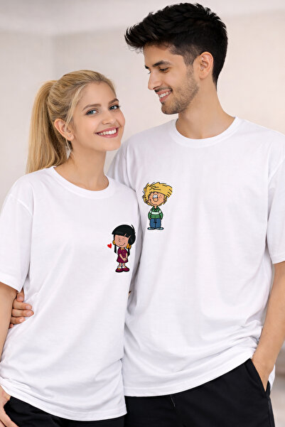 FANA Cedric Chen Baskılı Çift Tişört Seti Bol Kesim Pamuklu Oversize Couple