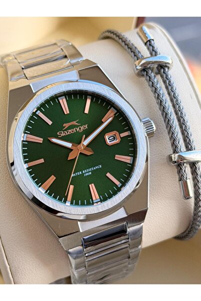 Slazenger ساعة يد رجالية من الفولاذ المقاوم للصدأ بتصميم خاص مقاومة للماء حتى...