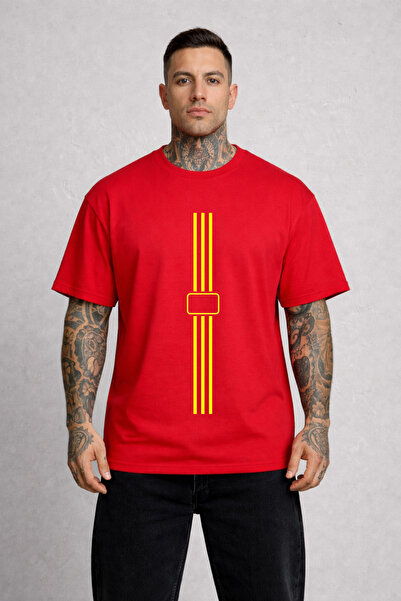 LORVEX Tricou oversize 100% bumbac, croială confortabilă, imprimat cu linie g...