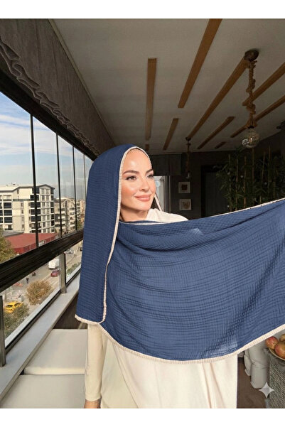 VaVscarfs Muslin Shawl - Piped Muslin Shawl Beige-Ivory