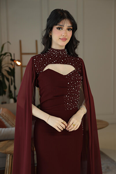 leon Burgundy pearl two-piece dress