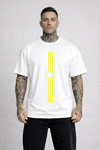 LORVEX Tricou oversize 100% bumbac, croială confortabilă, imprimat cu linie g...