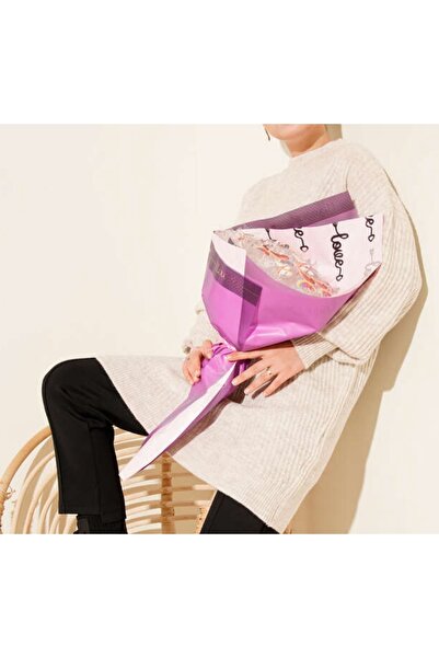 Vaniza Embossed Asymmetrical Striped Knitwear Tunic Sweater