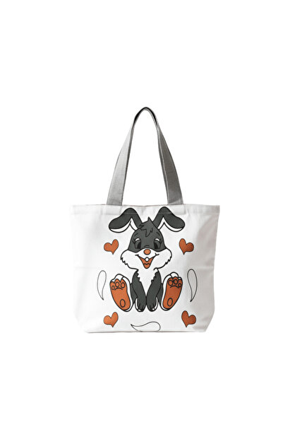 Baghashtag حقيبة قماش بيضاء لطيفة على شكل أرنب مطبوع