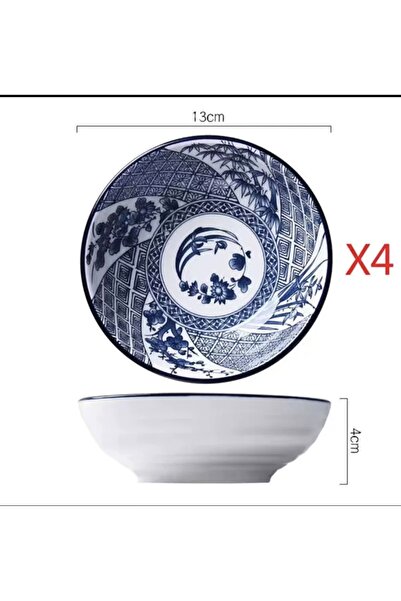 b11 Decorative blue ceramic serving dish set - 4 pieces (13 cm)