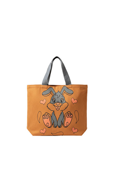 Baghashtag حقيبة قماش لطيفة على شكل أرنب مطبوع باللون البني