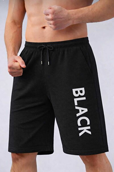 TREND ALİSSE Men's Black Bermuda Sports Shorts - with Pockets Gray Black B Pr...