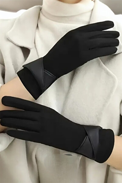 Pinty Design Women's Black Stylish Gloves |   Leather Detailed, Suitable for ...
