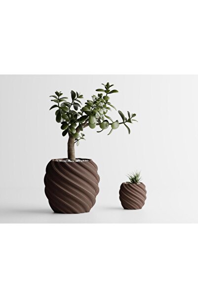 Sani Decorative pot Sani, Roma 120 x 120 x 109 mm, Dark Brown Matt