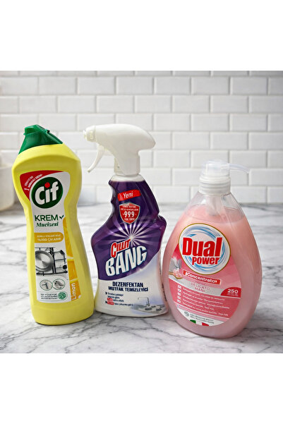 OEM Cleaning Set: Cif Lemon Cream + Cillit Bang Degreaser + Dual Power Dishwa...