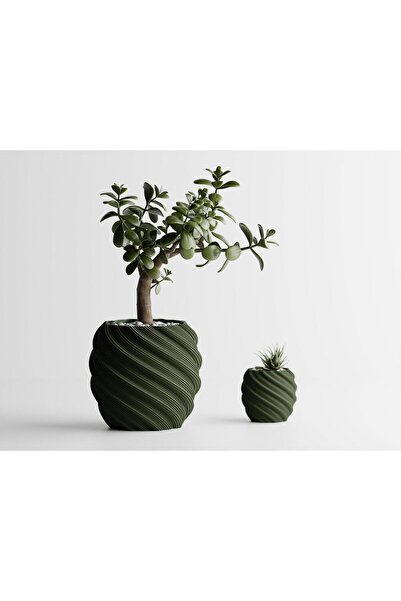 Sani Decorative pot Sani, Roma 120 x 120 x 109 mm, Dark Green Matt