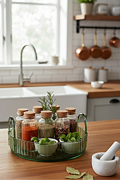 UNIQUE ME صينية تقديم وتقديم الطعام من البولي كربونات بتصميم عتيق، صينية مستد...