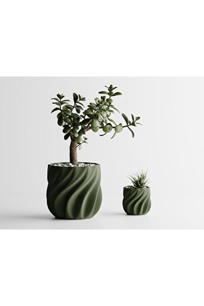 Sani Διακοσμητική γλάστρα Sani, Venice 119 x 119 x 112 mm, Σκούρο πράσινο ματ