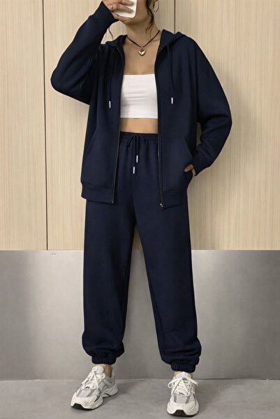 SULVERY 2'Lİ SET KIŞLIK ŞARDONLU, PAÇA LASTİKLİ EŞOFMAN ALTI VE FERMUARLI HIR...